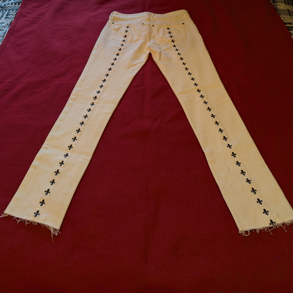 L'Wren Scott Cream Jeans with Black Detailing